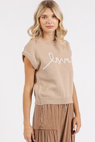 Mittoshop - LOVE Cap Sleeve Knit Top in Tan