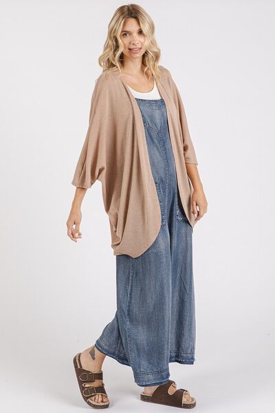 Mittoshop - Open Front Batwing Sleeve Cardigan in Camel