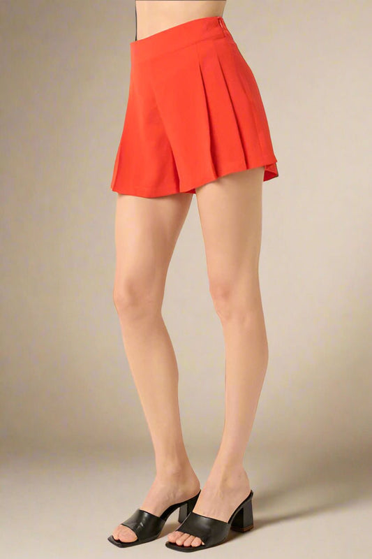 Mittoshop - Orange Side Zip Pleated Shorts