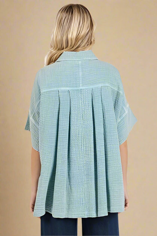 Mittoshop - Oversized Short Sleeve Shirt in Seafoam