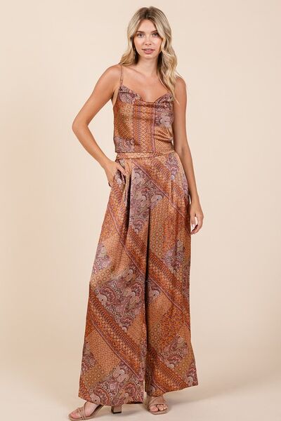 Mittoshop - Paisley Satin Crop Cami in Hazelnut