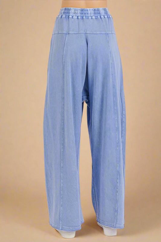 Mittoshop - Peri Blue Mineral Wash Cotton Elastic Waist Pants