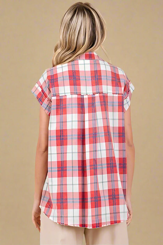 Mittoshop - Red Plaid Button Down Shirt