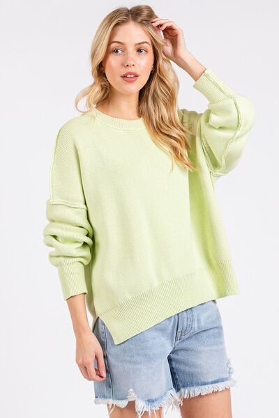 Mittoshop - Relaxed Fit Tunic Sweater in Lime