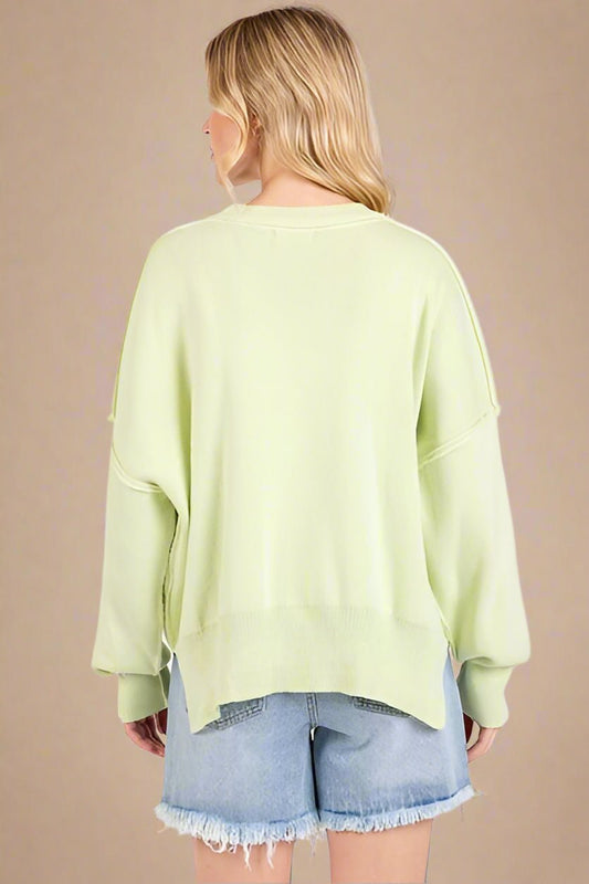 Mittoshop - Relaxed Fit Tunic Sweater in Lime