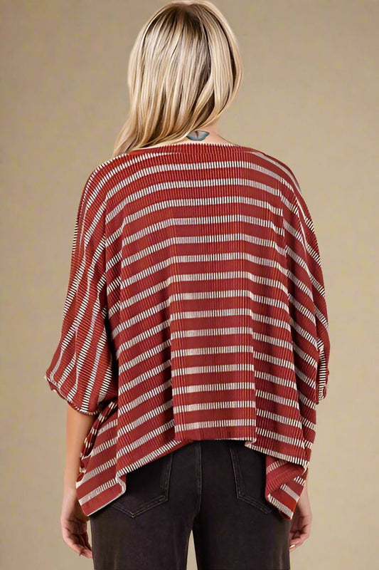 Mittoshop - Striped Dolman Sleeve Top in Rust