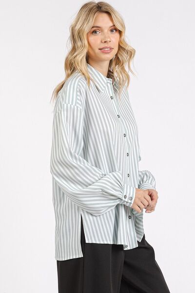 Mittoshop - Striped Long Sleeve Shirt in Sage