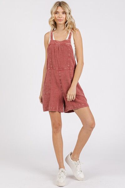 Mittoshop - Tie Back Cotton Shortalls in Dark Mauve