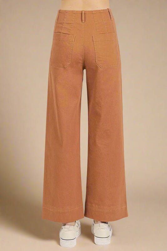 Mittoshop - Utility Wide Leg Denim Pants in Rust