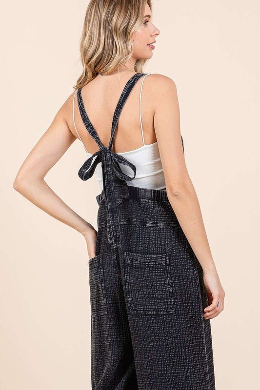Mittoshop - Washed Black Wide Leg Overalls