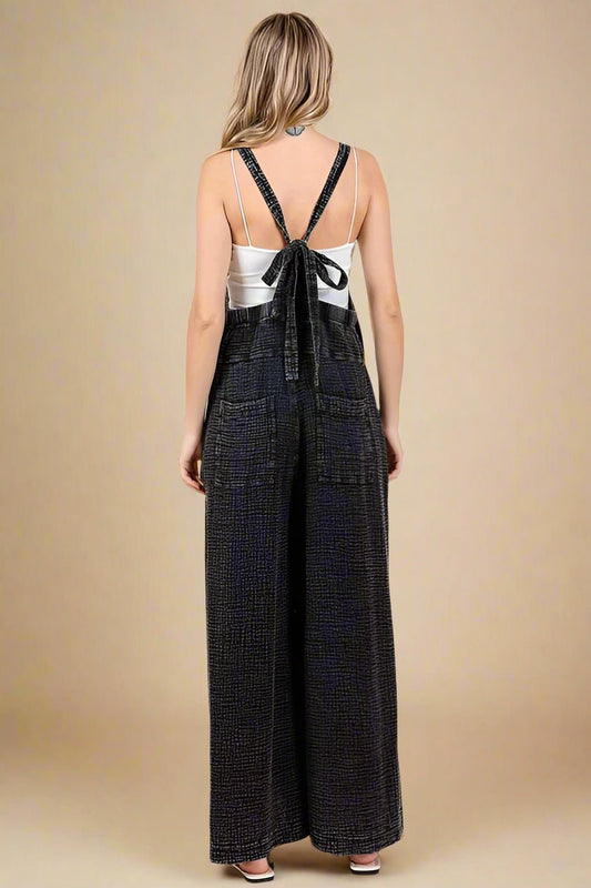 Mittoshop - Washed Black Wide Leg Overalls
