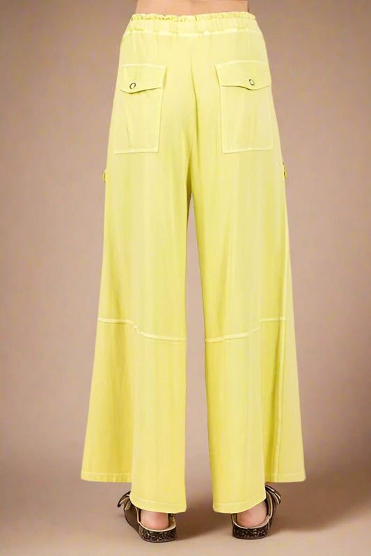 Mittoshop - Yellow French Terry Wide Leg Cargo Pants