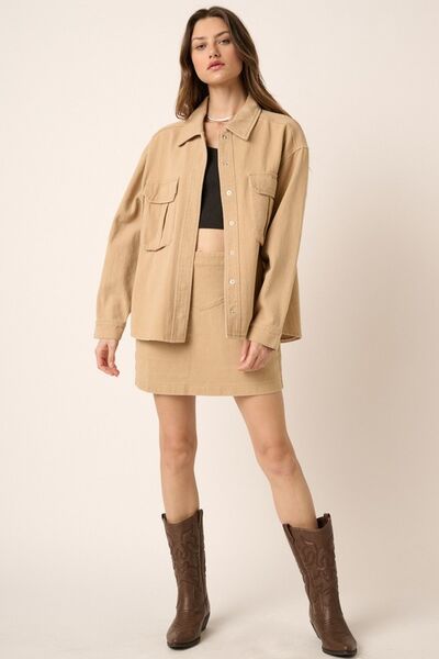 Mittoshop - Zipper Back Twill Mini Skirt in Tan