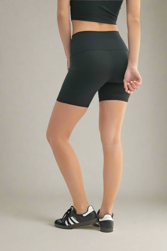 Mono B - High Waist Pocket Biker Shorts in Black