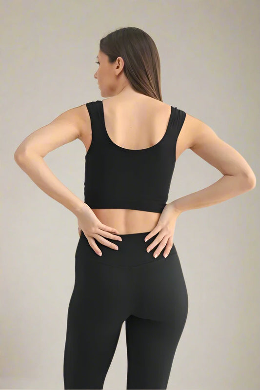 Mono B - Ruched Front Sports Bra – Black