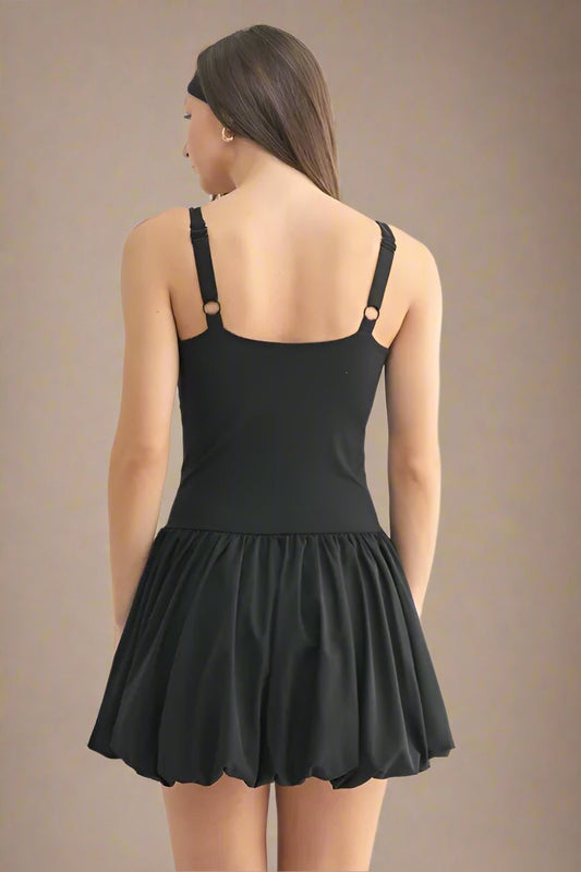 Mono B - Sporty Bubble Hem Mini Dress – Black