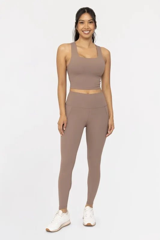 Mono B - Textured High Waist Leggings – Dusty Cocoa