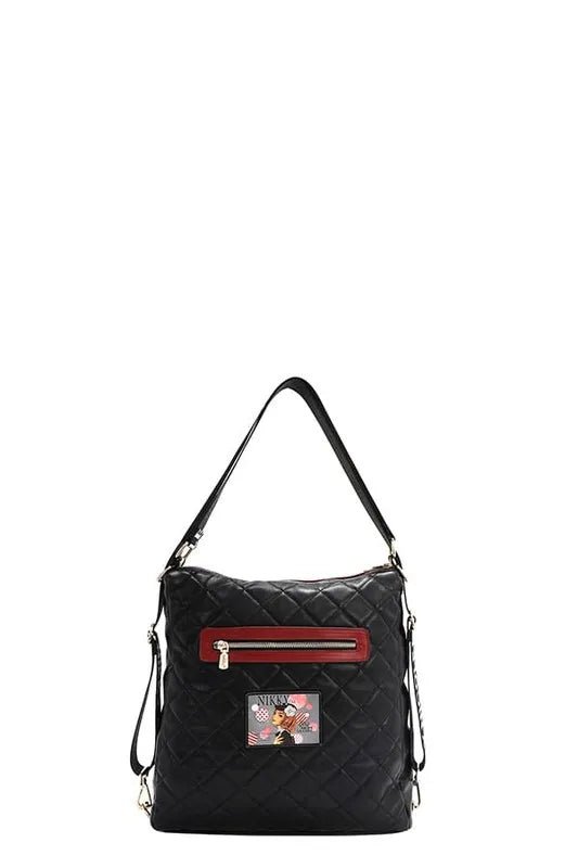 Nicole Lee USA - Paris Girl Quilted Shoulder Tote – Black & Red