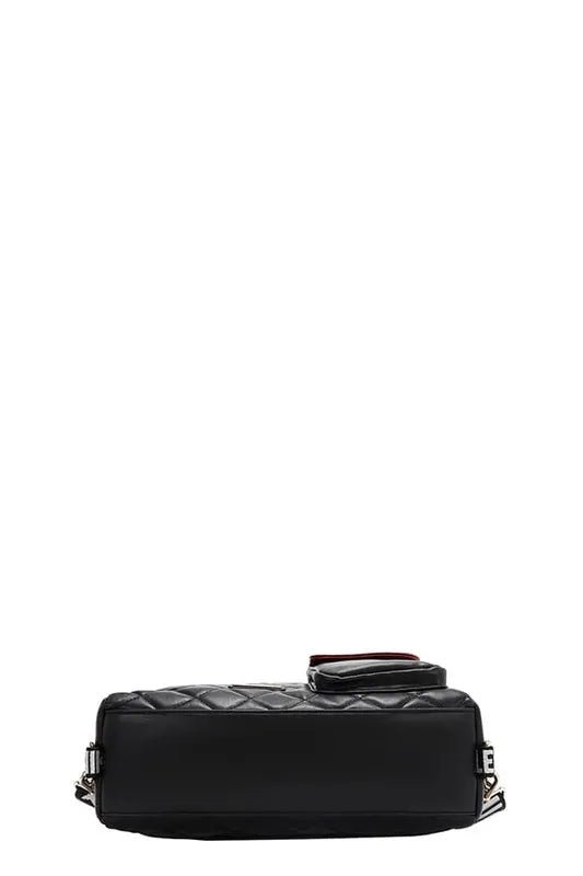Nicole Lee USA - Paris Girl Quilted Shoulder Tote – Black & Red