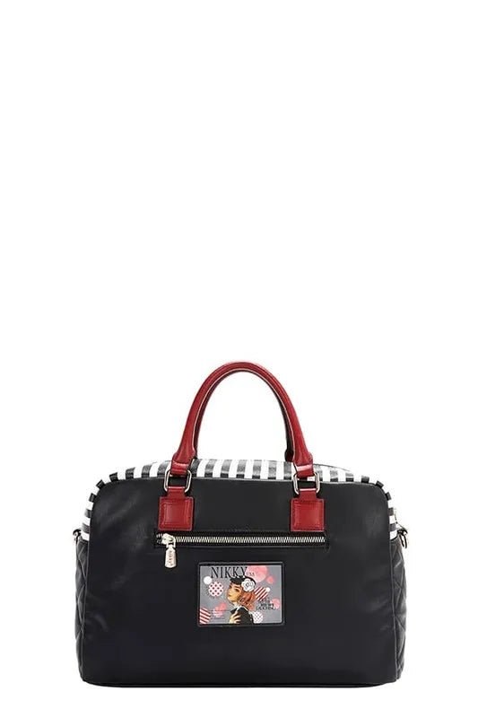 Nicole Lee USA - Parisian Girl Graphic Satchel in Gray Eco - Leather