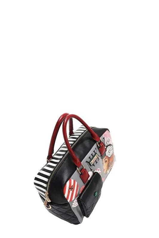 Nicole Lee USA - Parisian Girl Graphic Satchel in Gray Eco - Leather