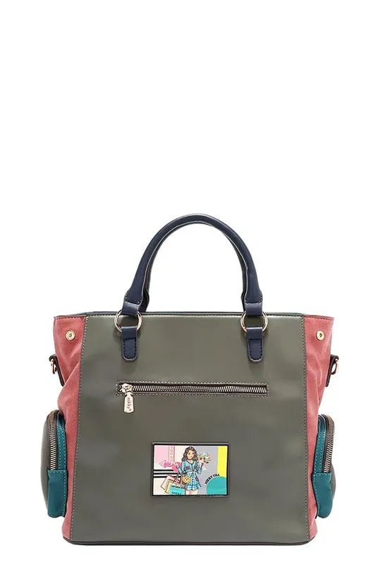Nicole Lee USA - "You Go Girl" Satchel – Multicolor Illustration