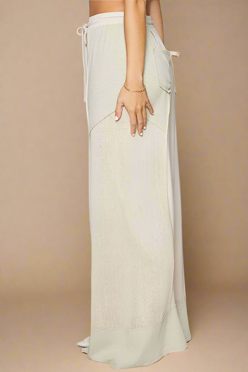 POL - Ivory Two - Tone Wide Leg Lounge Pants