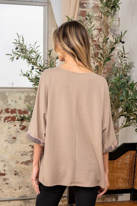 Sew In LoveAztec Print Half Sleeve Top in Mocha Mauve