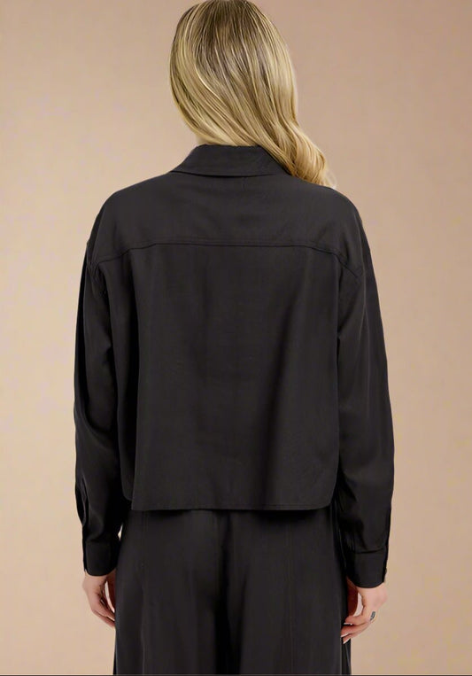 RISEN - Black Button Down Long Sleeve Shirt