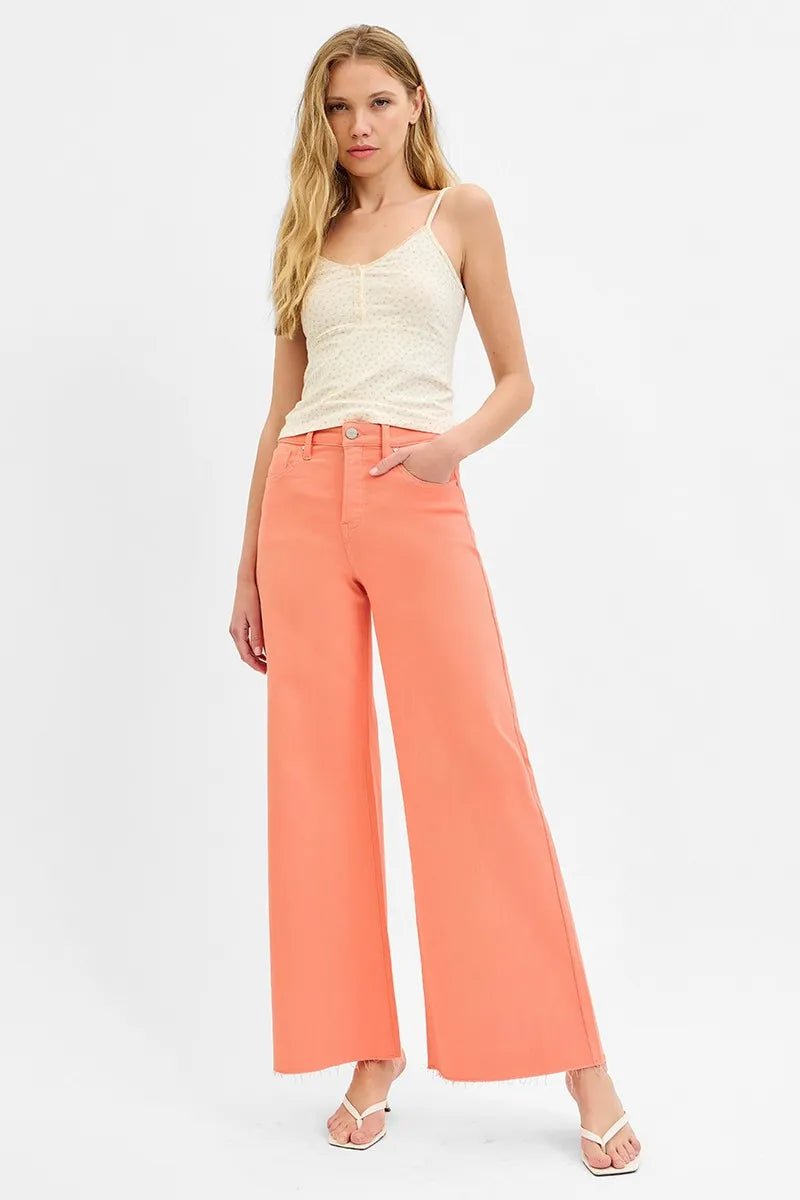 RISEN - Coral High Rise Wide Leg Jeans