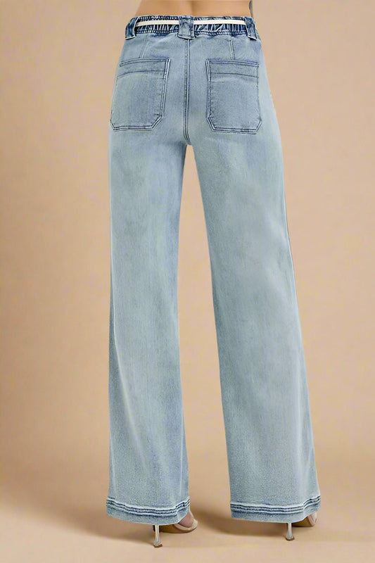 RISEN - Medium Wash Drawstring Waist Jeans