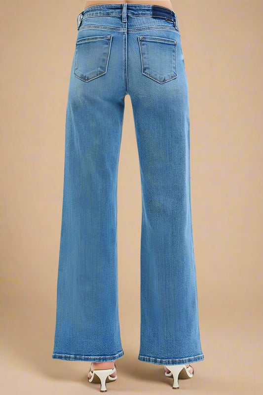 RISEN - Medium Wash Wide Leg Jeans