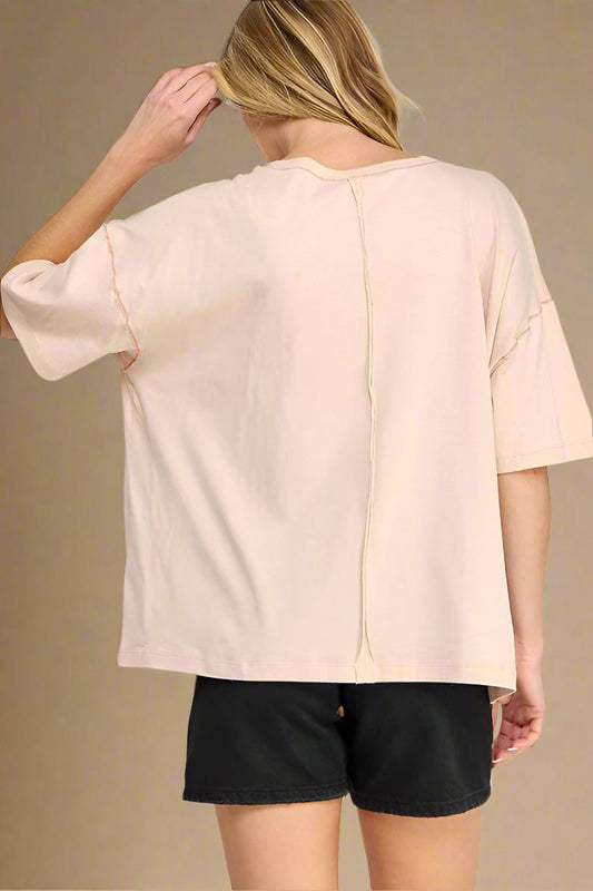 SAGE+FIG - Love - Inspired Graphic Oversized T-Shirt in Apricot