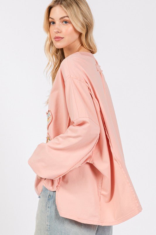 SAGE+FIG - Pink Flower Patch Oversized Top