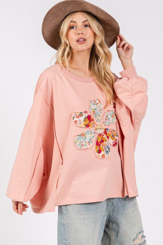 SAGE+FIG - Pink Flower Patch Oversized Top