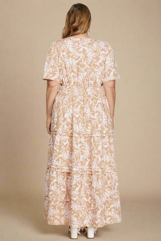 SHE + SKY - Floral Tiered Maxi Dress – Apricot Ivory
