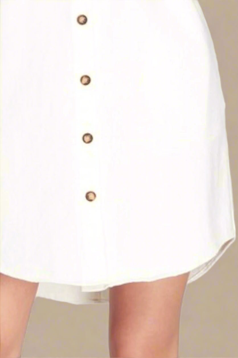 SHE + SKY - Washed Twill Mini Shirt Dress in Ivory