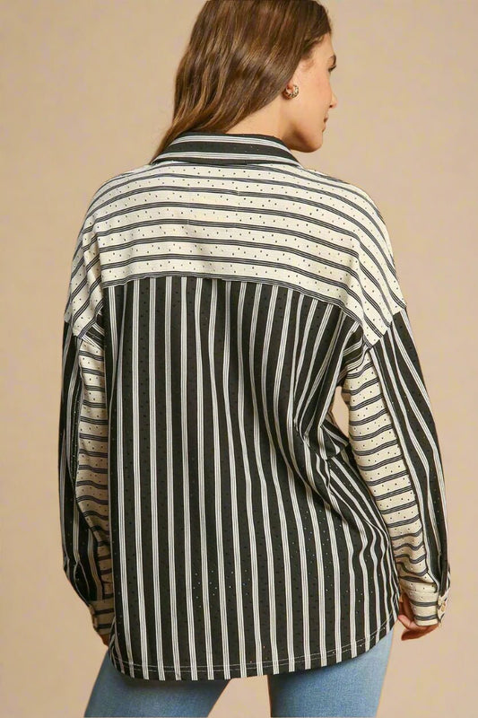 UMGEE - Black Monochrome Mix Button - Up Top