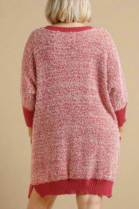 UMGEE - Bouclé Mini Sweater Dress with Pockets in Scarlet