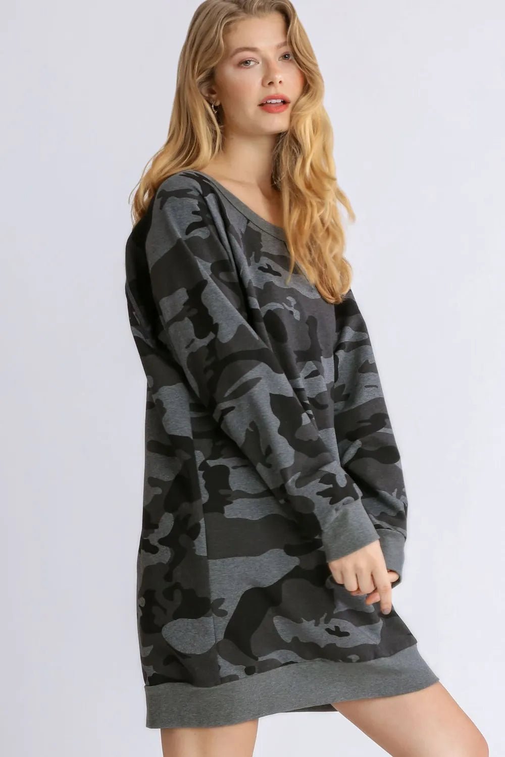 UMGEE - Charcoal Camo Mini Sweatshirt Dress
