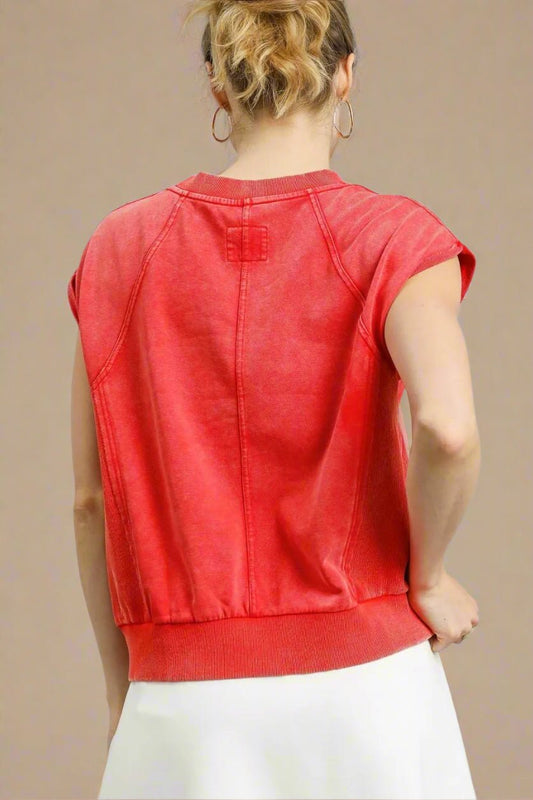 UMGEE - Faded Coral Cap Sleeve Crewneck Sweatshirt