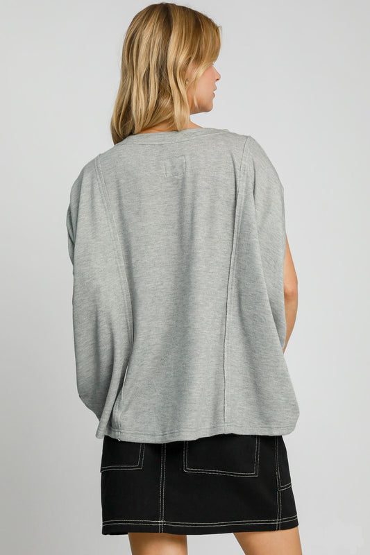 UMGEE - Gray Batwing Sleeve Knit Top