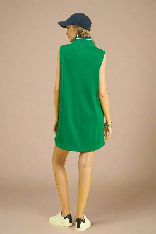 UMGEE - Kelly Green Sleeveless Mini Shift Dress with Pockets
