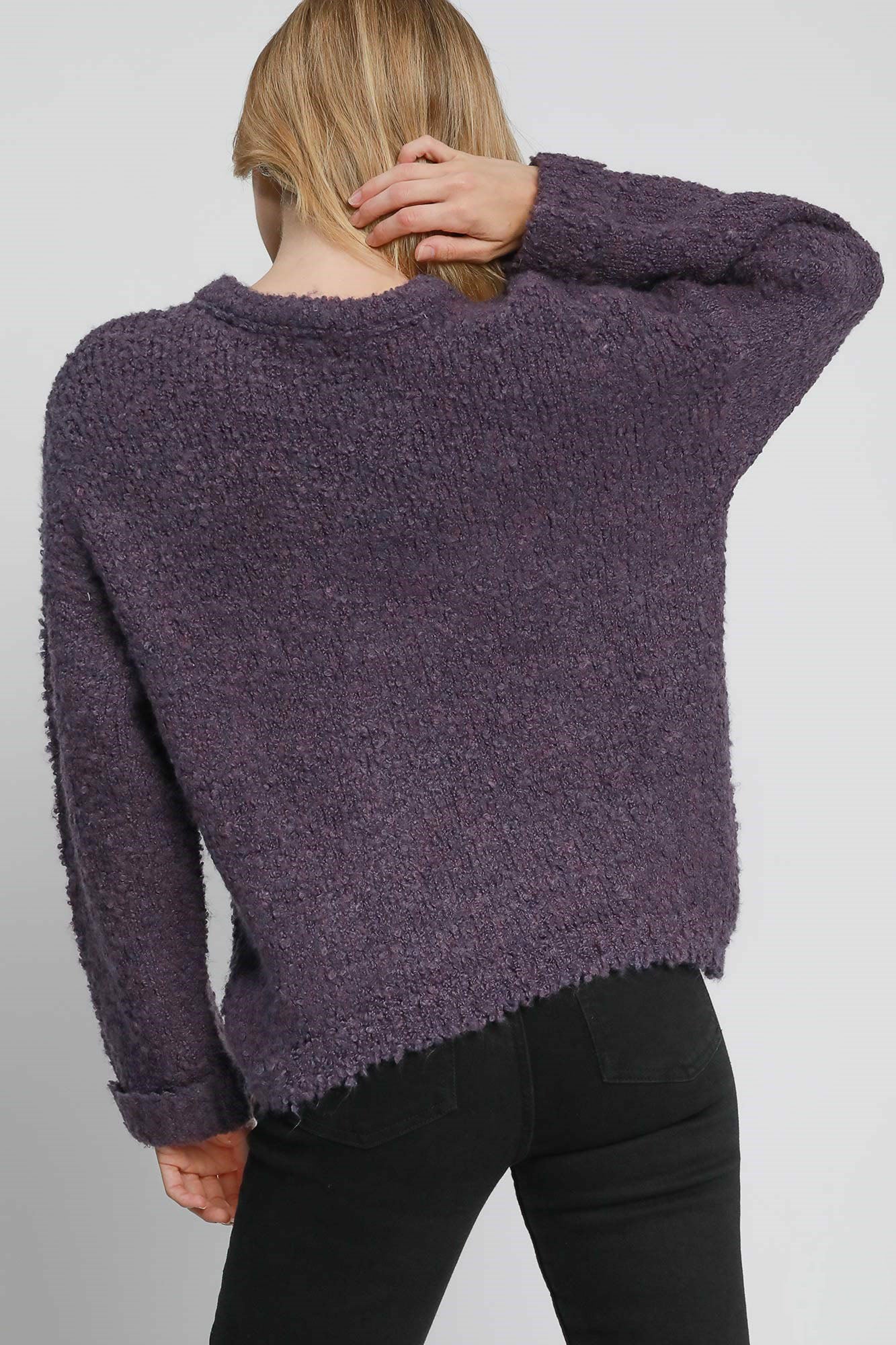 UMGEE - Long Sleeve Boucle Sweater in Mauve