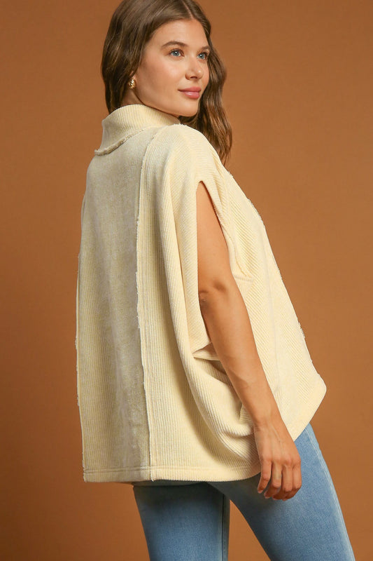 UMGEE - Mock Neck Batwing Sleeve Top in Cream