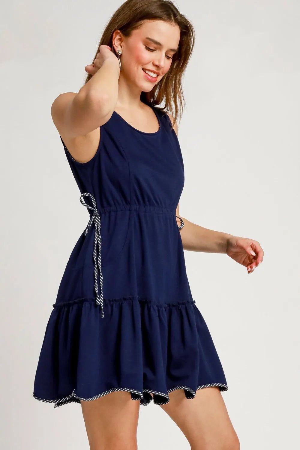 UMGEE - Navy Sleeveless Tie Side Mini Dress