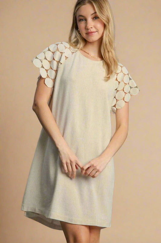 UMGEE - Oatmeal Circle Cutout Sleeve Mini Dress