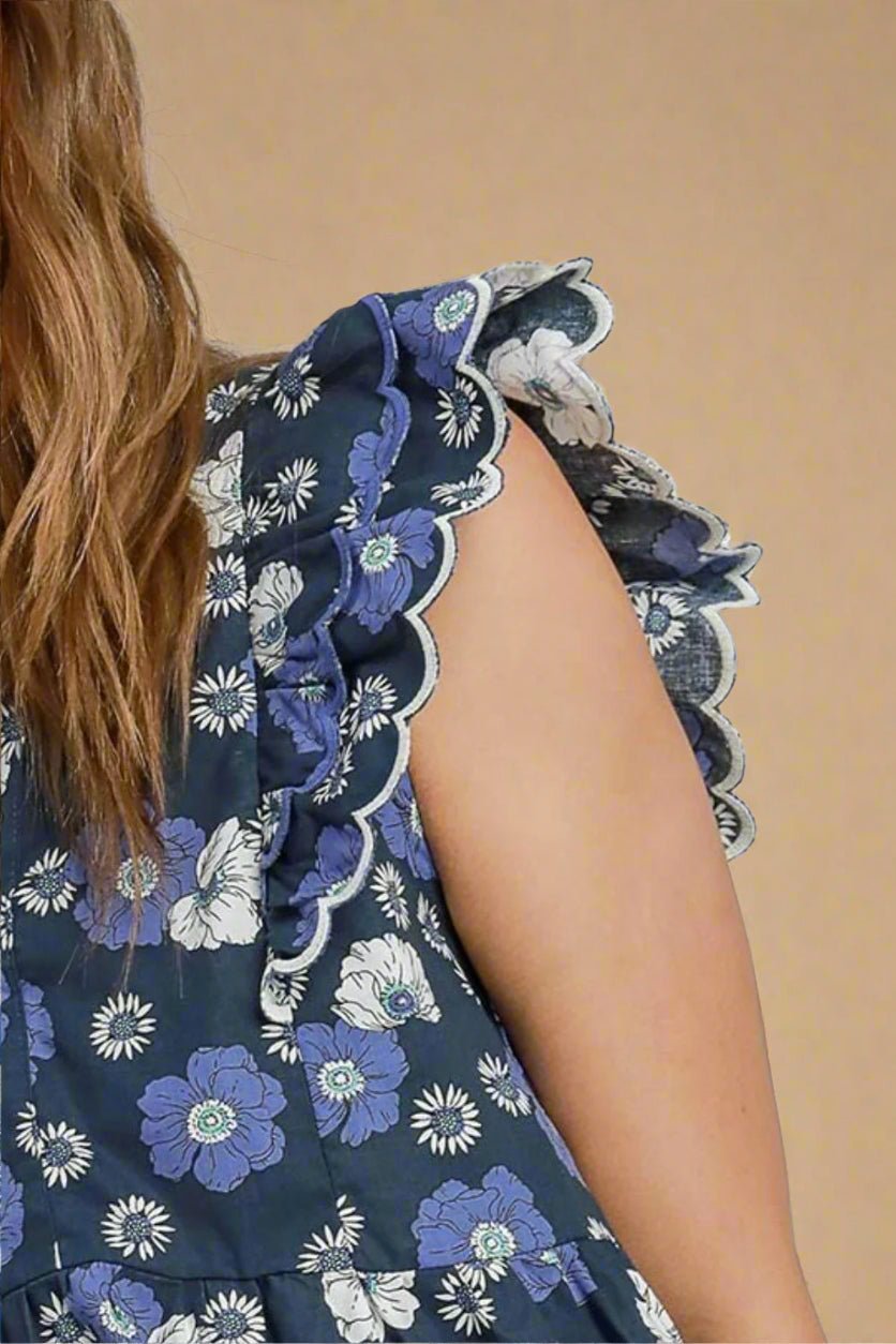 UMGEE - Poppy Garden Ruffle Blouse – Navy