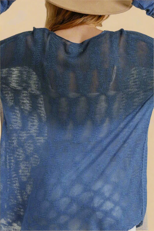 UMGEE - Washed Indigo Lightweight Long Sleeve Knit Top