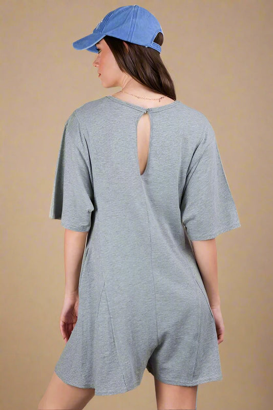 Very J - Heather Gray Mineral Wash T-Shirt Romper